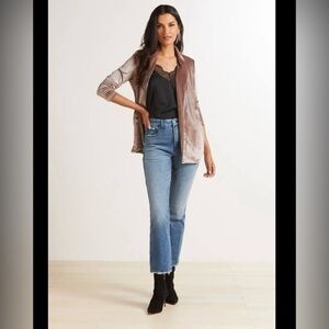 Bobi Black Los Angeles taupe velour  like lined blazer jacket NWT xs